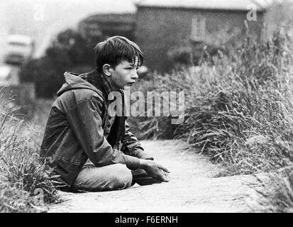 RELEASE DATE: June 19th, 1970. MOVIE TITLE: Kes. STUDIO: MGM. PLOT: Bullied at school and ignored and abused at home by his indifferent mother and older brother, Billy Casper, a 15-year-old working-class Yorkshire boy, tames and trains his pet kestrel falcon whom he names Kes. Helped and encouraged by his English teacher Mr. Farthing and his fellow students, Billy finally finds a positive purpose to his unhappy existence, until tragedy strikes. PICTURED: DAVID BRADLEY as Billy. Stock Photo