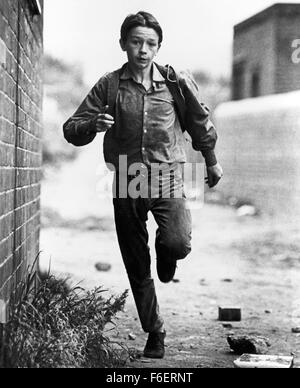 RELEASE DATE: June 19th, 1970. MOVIE TITLE: Kes. STUDIO: MGM. PLOT: Bullied at school and ignored and abused at home by his indifferent mother and older brother, Billy Casper, a 15-year-old working-class Yorkshire boy, tames and trains his pet kestrel falcon whom he names Kes. Helped and encouraged by his English teacher Mr. Farthing and his fellow students, Billy finally finds a positive purpose to his unhappy existence, until tragedy strikes. PICTURED: DAVID BRADLEY as Billy. Stock Photo