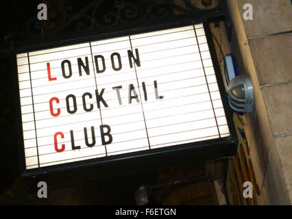 Sign on branch of London Cocktail Club bars in London Stock Photo