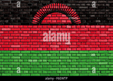 flag of Malawi painted on brick wall Stock Photo