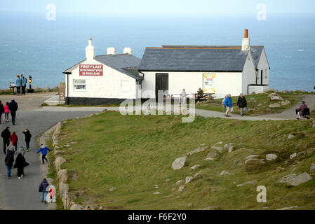 Land's End (Cornish: Penn an Wlas or Pedn an Wlas)  is a headland and holiday complex in western Cornwall, England. Stock Photo