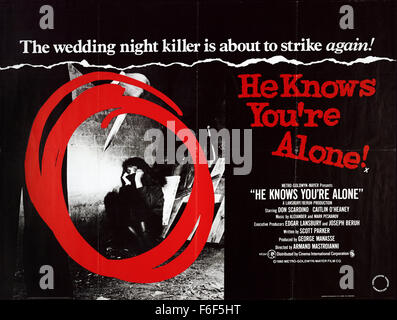RELEASE DATE: September 12, 1980   MOVIE TITLE: HE Knows You're Alone   STUDIO: Metro-Goldwyn-Mayer (MGM)   DIRECTOR: Armand Mastroianni  PLOT: A reluctant bride to be is stalked by a serial killer who only kills brides and the people around them. While her friends get whacked one by one, a hard boiled renegade cop whose bride had been killed years before tries to hunt him down before it is too late. Meanwhile, the bride has to figure out if it is all in her imagination or not, aided by her ex-boyfriend   PICTURED: CAITLIN O'HEANEY as Amy Jensen  (Credit Image: c Metro-Goldwyn-Mayer (MGM)/Ente