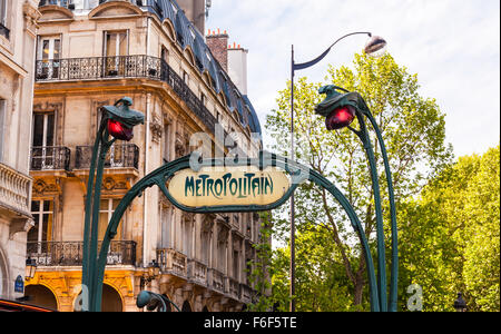 art deco metro sign in paris Stock Photo