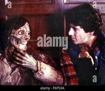 RELEASE DATE: August 21, 1981   MOVIE TITLE: An American Werewolf in London   STUDIO: Universal Pictures   DIRECTOR: John Landis  PLOT: Two American students are on a walking tour of England and are attacked by a Werewolf. One is killed, the other is mauled. The Werewolf is killed, but reverts to it's human form, and the townspeople are able to deny it's existence. The surviving student begins to have nightmares of hunting on 4 feet at first, but then finds that his friend and other recent victims appear to him, demanding that he find a way to die to release them from their curse, being trappe Stock Photo