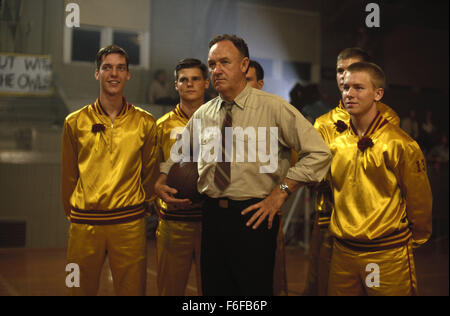 RELEASE DATE: November 14, 1986  MOVIE TITLE: Best Shot  DIRECTOR: David Anspaugh  STUDIO: Orion Pictures  PLOT: Based on the true story of a small-town Indiana team that made the state finals in 1954, this movie chronicles the attempts of a coach with a spotty past, and the town's basketball-loving drunk to lead their high school team to victory  PICTURED: GENE HACKMAN as Coach Norman Dale  (Credit Image: c Orion Pictures/Entertainment Pictures) Stock Photo