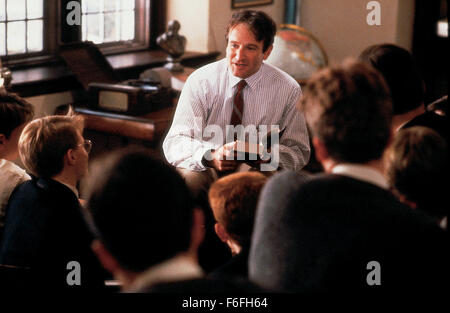 Oct 01, 1989; Hollywood, CA, USA; Image from Peter Weir's drama film 'Dead Poets Society' starring ROBIN WILLIAMS as John Keating. Stock Photo