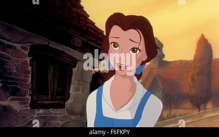 RELEASE DATE: 22 November 1991. TITLE: Beauty and the Beast. STUDIO: Walt Disney Pictures. PLOT: Belle, whose father Maurice is imprisoned by the Beast (really an enchanted Prince), offers herself instead and finds the prince inside the Beast. PICTURED: Belle. Stock Photo