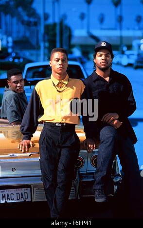 RELEASE DATE:July 12, 1991. MOVIE TITLE: Boyz N The Hood. STUDIO: Columbia Pictures PLOT: Saga of a group of childhood friends growing up in a Los Angeles ghetto. PICTURED: CUBA GOODING JR. as Tre Styles and ICE CUBE as Doghboy/Darren Stock Photo