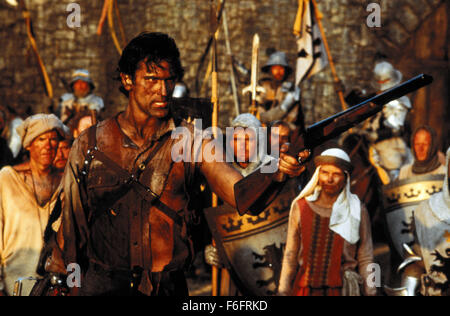 Feb 11, 1993; Los Angeles, CA, USA; BRUCE CAMPBELL (front) as Ash in the action, adventure, comic, fantasy film ''Army of Darkness'' directed by Sam Raimi. Stock Photo
