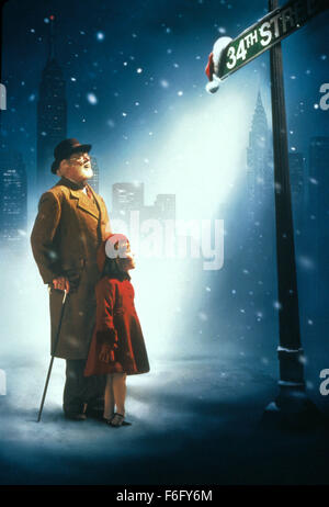 RELEASE DATE: November 18, 1994. MOVIE TITLE: Miracle on 34th Street. STUDIO: Twentieth Century-Fox Film Corporation. PLOT: A little girl discovers dreams do come true if you really believe. Six-year-old Susan has doubts about childhood's most enduring miracle - Santa Claus. Her mother told her thesecret about Santa a long time ago, so Susan doesn't expect to receive the most important gifts on her Christmas list. But after meeting a special department store Santa who's convinced he's the real thing, Susan is given the most precious gift of all - something to believe in. PICTURED: RICHARD A Stock Photo