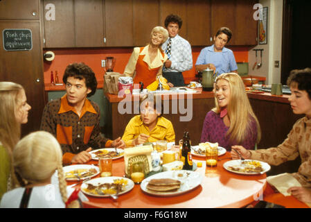 RELEASE DATE: 17 February 1995. MOVIE TITLE: The Brady Bunch Movie. STUDIO: Paramount Pictures. PLOT: The original 70's TV family is now placed in the 1990's, where they're even more square and out of place than ever. PICTURED: Movie scene. Stock Photo