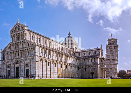 The cathedral And Leaning Tower Pisa Tuscany Italy Stock Photo
