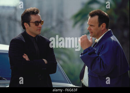 Mar 11, 1997; Los Angeles, CA, USA; Actors DAN AYKROYD as Grocer and JOHN CUSACK as Martin Q.Blank in 'Grosse Pointe Blanke.' Stock Photo