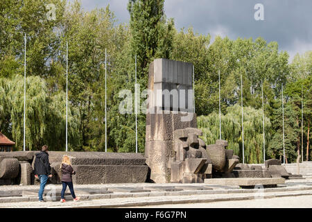 Memorial to 1.5 million murdered by Nazis at Auschwitz II-Birkenau German Nazi Concentration and Extermination Camp in Oswiecim, Poland Stock Photo