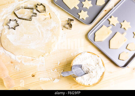 Baking sugar cookies for Hanukkah. Stock Photo