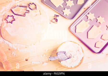 Baking sugar cookies for Hanukkah. Stock Photo