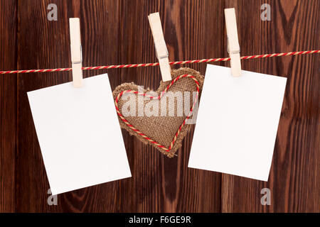 Valentines day heart toy and blank photo frames Stock Photo