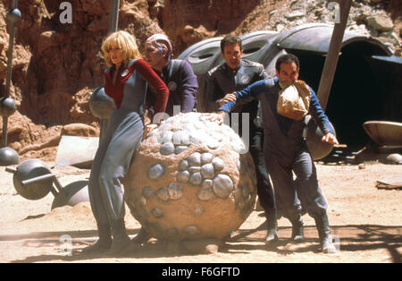 RELEASE DATE: Dec 23, 1999. MOVIE TITLE: Galaxy Quest. STUDIO: DreamWorks. PLOT: Eighteen years after their sci-fi adventure showGalaxy Quest was canceled, actors Jason Nesmith, Gwen DeMarco, Alexander Dane, Tommy Webber, and Fred Kwan are making appearances at sci-fi conventions and store openings in costume and character. They're wallowing in despair and at each other's throats until aliens known as Thermians arrive and, having mistaken the show for fact and consequently modeling their entire culture around it, take them into space to save them from the genocidal General Sarris and his ar Stock Photo