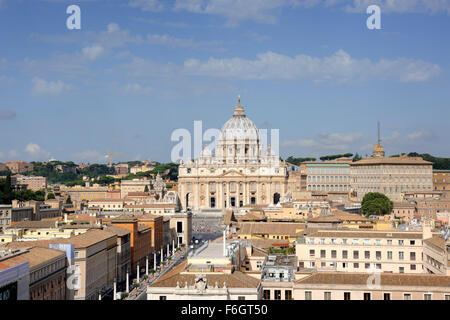 italy, rome, st peter's basilica seen from castel sant'angelo