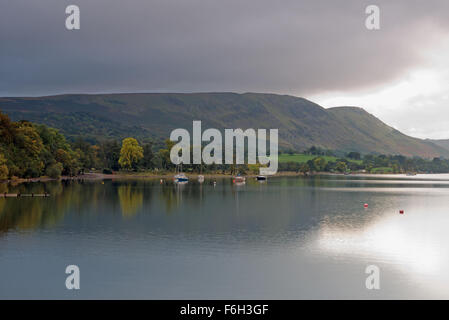Views from  Pooley Bridge Pier of boats on Ullswater Lake District National Park, Cumbria, England, Uk, Gb. Stock Photo