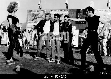 Jan 01, 2002; Hollywood, CA, USA; File Photo: 1988; Actors OLIVIA NEWTON-JOHN as Sandy, KELLY WARD as Putzie, MICHAEL TUCCI as Sonny, BARRY PEARL as Doody & JOHN TRAVOLTA as Danny in the movie 'Grease.'.  (Credit Image: ) Stock Photo
