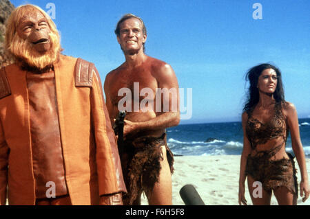 Apr 30, 2002; Hollywood, CA, USA; 'Planet of The Apes' 1968 Actor CHARLTON HESTON as Col. George Taylor and Actress LINDA HARRISON as Nova directed by FRANKLIN J. SCHAFFNER..  (Credit Image: ) Stock Photo