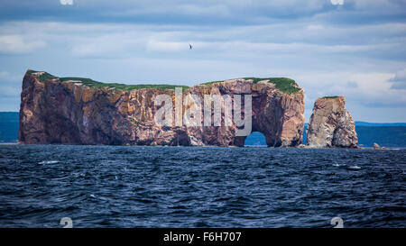 Perce Rock, Perce, Gaspe, Peninsula, Quebec, Canada Stock Photo