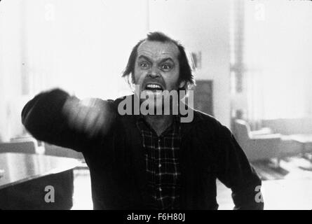 RELEASE DATE: May 23, 1980  MOVIE TITLE: The Shining  STUDIO: Hawk Films  DIRECTOR: STANLEY KUBRICK  PLOT: A family heads to an isolated hotel for the winter where an evil and spiritual presence influences the father into violence, while his psychic son sees horrific forebodings from the past and of the future  PICTURED: JACK NICHOLSON as Jack Torrance  (Credit Image: c Hawk Films/Entertainment Pictures) Stock Photo