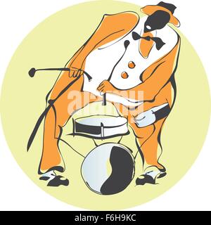 African jazz-man plays drums for design Stock Vector