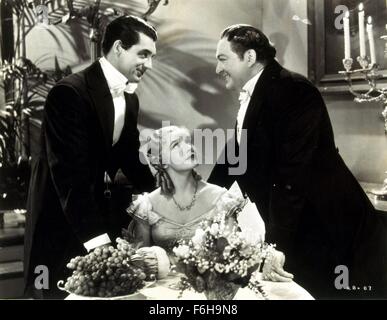 1937, Film Title: TOAST OF NEW YORK, Director: ROWLAND V LEE, Studio: RKO, Pictured: EDWARD ARNOLD, FRANCES FARMER, CARY GRANT, LOVE TRIANGLE, COMPETITION, LOVE (TRIANGLE), PERIOD COSTUME, TUXEDO, GRAPES. (Credit Image: SNAP) Stock Photo