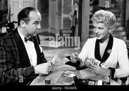 1950, Film Title: BORN YESTERDAY, Director: GEORGE CUKOR, Studio: COLUMBIA, Pictured: 1950, AWARDS - ACADEMY, BEST ACTRESS, BRODERICK CRAWFORD, GAMBLING, JUDY HOLLIDAY, PLAYING CARDS, OSCAR RETRO. (Credit Image: SNAP) Stock Photo