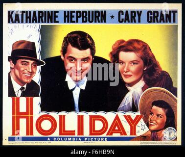 1938, Film Title: HOLIDAY, Director: GEORGE CUKOR, Studio: COLUMBIA, Pictured: CARY GRANT, KATHARINE HEPBURN. (Credit Image: SNAP) Stock Photo