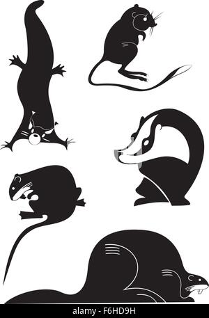 Vector original art animal silhouettes collection for design Stock Vector