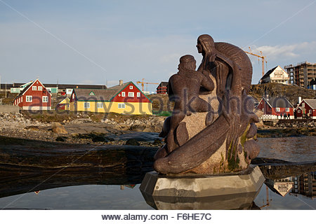 sculpture of Sedna, Inuit goddess of the sea, Nuuk, Greenland Stock ...