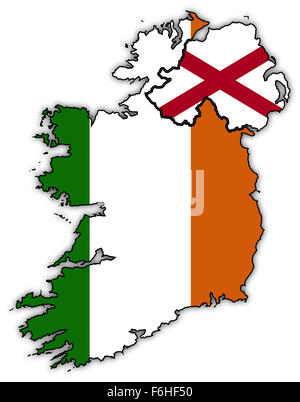 Noerthern and Republic of Ireland flags in their maps isolated on a white background Stock Photo