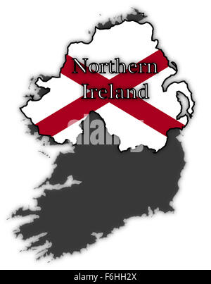 Northern Ireland flag in map isolated on a white background Stock Photo