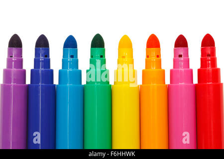 Marker Tops with Copy Space Isolated on a White Background. Stock Photo