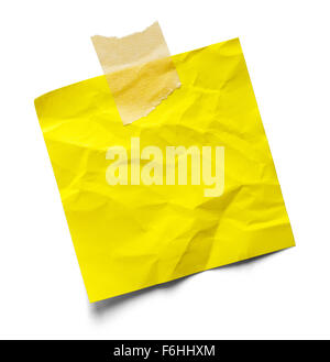 Bent Up Sticky Note and Tape Isolated on a White Background. Stock Photo