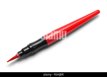 Single Red Paint Marker Isolated on a White Background. Stock Photo