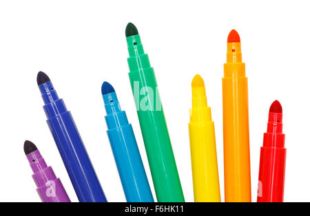 Group of Colored Markers Isolated on a White Background. Stock Photo