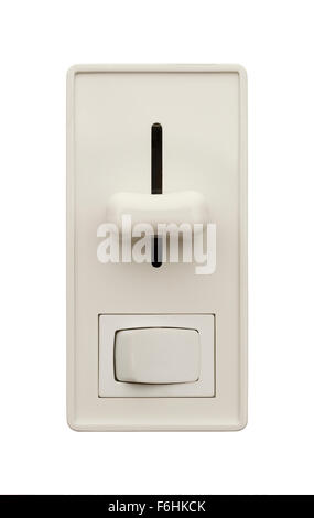 Wall Light Switch with Dimmer Isolated on a White Background. Stock Photo