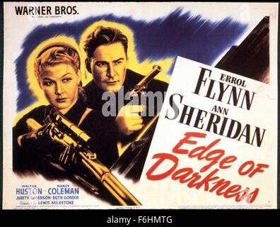 1943, Film Title: EDGE OF DARKNESS, Director: LEWIS MILESTONE, Studio: WARNER, Pictured: 1943, ERROL FLYNN, ANN SHERIDAN, GUN CRAZY, WOMEN (IN UNIFORM), WAR, POSTER ART. (Credit Image: SNAP) Stock Photo