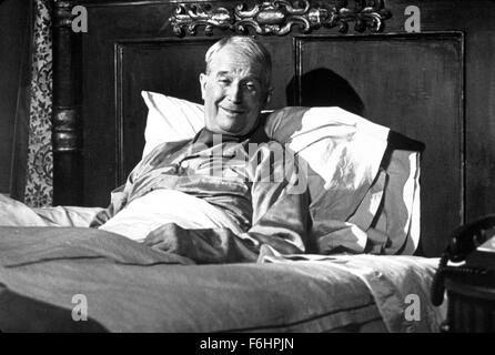 1964, Film Title: I'D RATHER BE RICH, Director: JACK SMIGHT, Pictured: BED (IN/ON), MAURICE CHEVALIER, SLEAZY, SMILING, OLD MAN, INFIRMED. (Credit Image: SNAP) Stock Photo