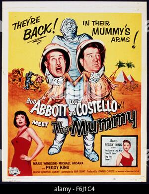 1955, Film Title: ABBOTT AND COSTELLO MEET THE MUMMY, Director: CHARLES LAMONT, Studio: UNIV, Pictured: BUD ABBOTT, COMEDY (SLAPSTICK), LOU COSTELLO, HORROR (COMEDY). (Credit Image: SNAP) Stock Photo