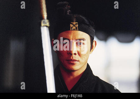 RELEASE DATE: Oct. 24, 2002. MOVIE TITLE: Hero (Ying xiong). STUDIO: Beijing New Picture Film Co.. PLOT: A series of Rashomon-like flashback accounts shape the story of how one man defeated three assassins who sought to murder the most powerful warlord in pre-unified China. PICTURED: JET LI as Nameless. Stock Photo