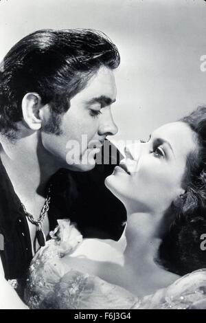 1942, Film Title: BLACK SWAN, Director: HENRY KING, Studio: FOX, Pictured: HENRY KING, MAUREEN O'HARA, TYRONE POWER. (Credit Image: SNAP) Stock Photo