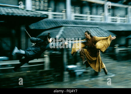 RELEASE DATE: Oct. 24, 2002. MOVIE TITLE: Hero (Ying xiong). STUDIO: Beijing New Picture Film Co.. PLOT: A series of Rashomon-like flashback accounts shape the story of how one man defeated three assassins who sought to murder the most powerful warlord in pre-unified China. PICTURED: Movie Still. Stock Photo