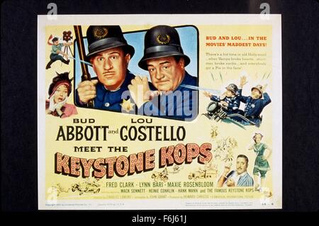 1955, Film Title: ABBOTT AND COSTELLO MEET THE KEYSTONE COPS, Director: CHARLES LAMONT, Studio: UNIV, Pictured: BUD ABBOTT, COMEDY (SLAPSTICK), COMEDY TEAM, LOU COSTELLO, CHARLES LAMONT. (Credit Image: SNAP) Stock Photo