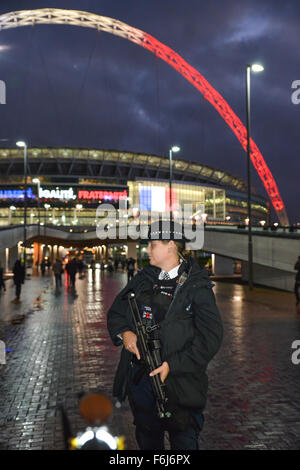 Wembley Stadium, London, UK. 17th November 2015. Fans arrive at Wembley for the friendly between England and France, Stock Photo
