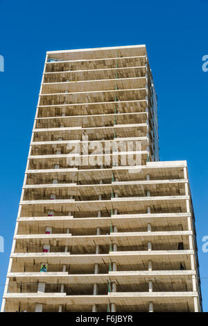 Construction of a skyscraper housing and offices in Barcelona, Catalonia, Spain Stock Photo